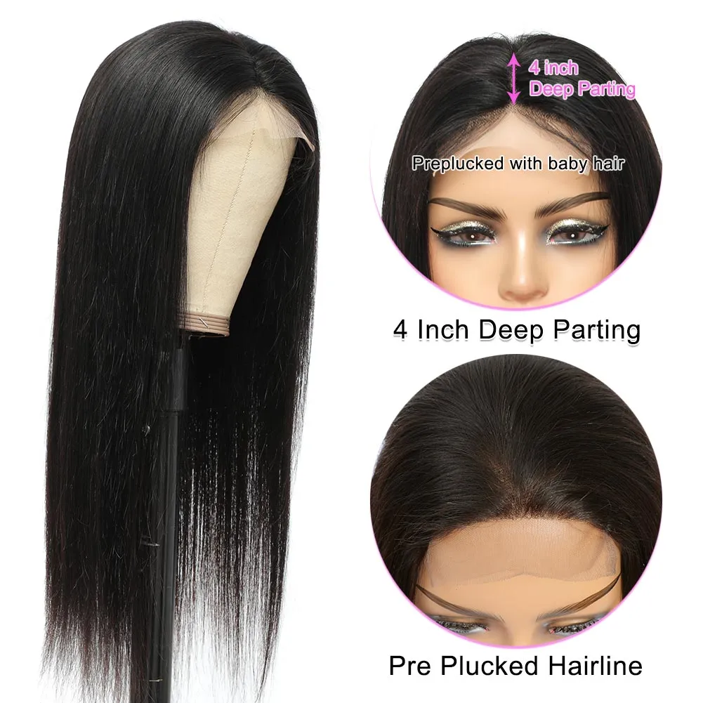 30 pouces Bone Straight Human Prépreneur Clear 13x6 Lace Front Human Hair Wig 4x4 Lace Fermeure Wig for Women Remy Glue Natu9104279