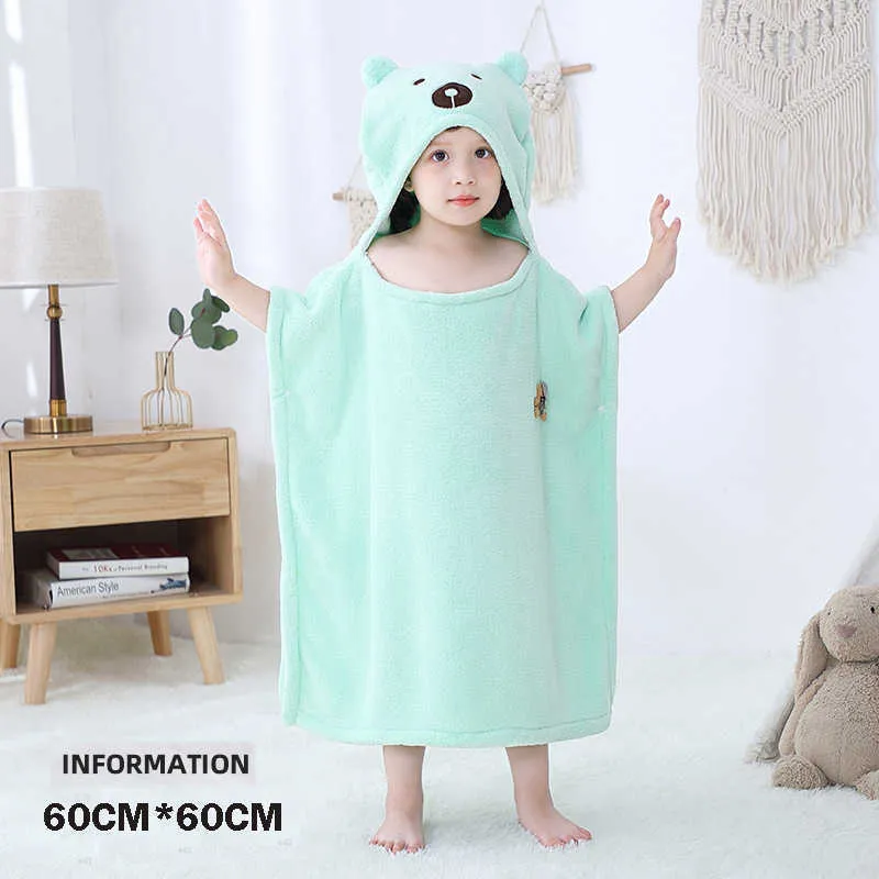 Towel Autumn Baby Boys Children Beach Girls Hoodie Christmas Poncho Kids Bath Cartoon Animal Swimming Bathrobe Cotton 210728