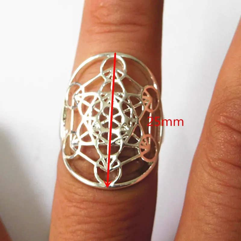 2021 Trend Metatron039s Cube посеребренное кольцо для женщин шириной 25 мм, чтобы регулировать размер, модные украшения, свадебные аксессуары6556756