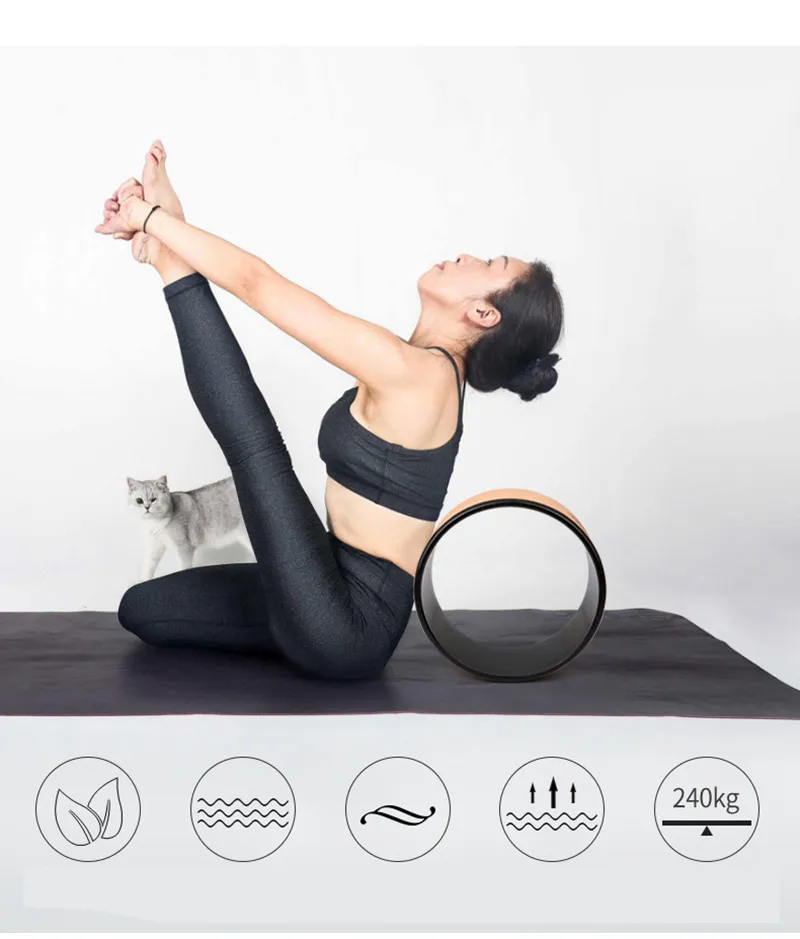 Wood Yoga Wheel Pilates with Buddha Professional TPE Yoga Circles Gym Workout Back Training Tool For Bodybuilding Fitness