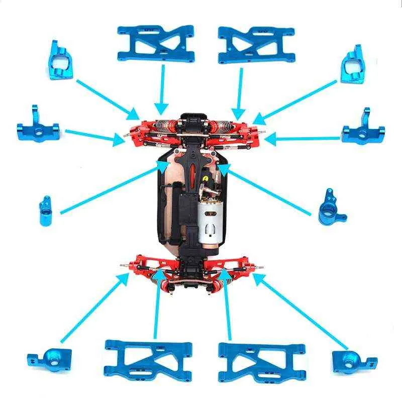 Wltoys 144001 WLtoys 1:14 144001 RC Parti di aggiornamento auto Sterzo in metallo Forcellone Base C Mozzo posteriore Sedile Servo Pull Rod wltoys 211029