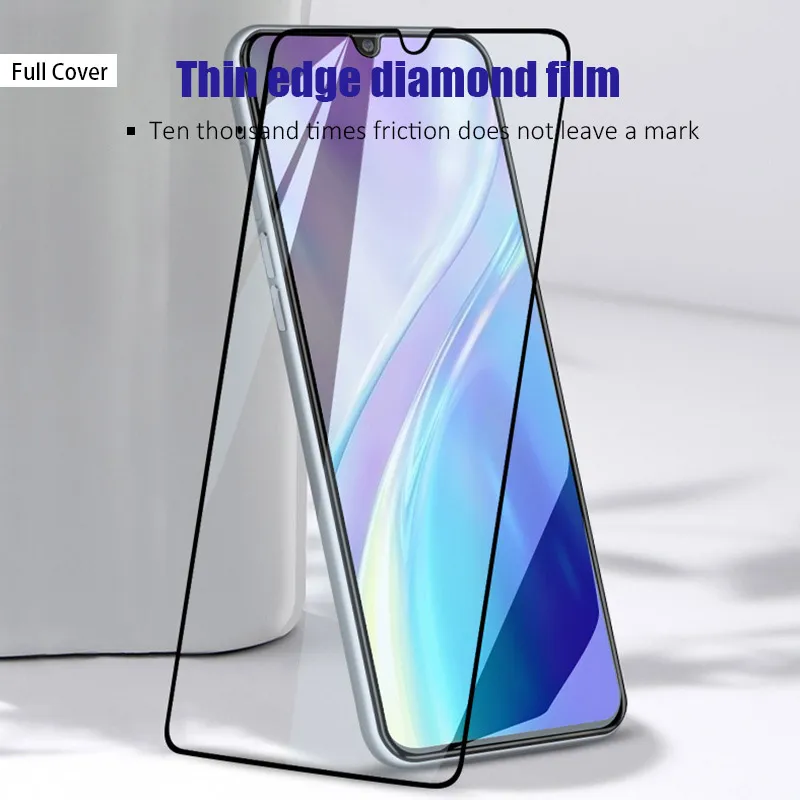 Protecteur d'écran de téléphone portable, Film en verre trempé anti-empreintes digitales HD à couverture complète pour Realme Q2 Pro Q2i C11 C3 C15 C12 C17 9D