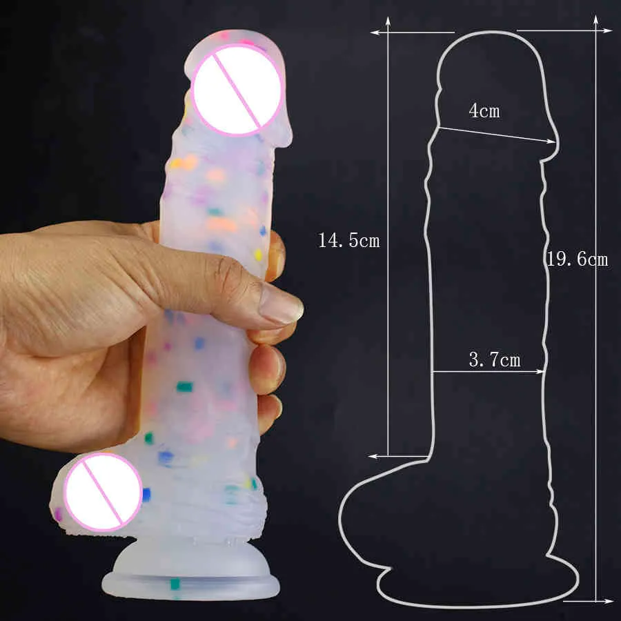 Jelly Medical silicone Dildo Realistic Adult Toys Soft Strapon Artificial Penis Large Dildo Bullet colourful Sex Toys for Woman 216139168