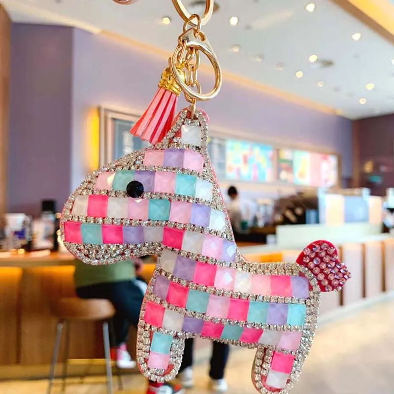 Cute Diamond Pony Keychain Female Creative Car Key Chain Creative Fashion Bag Pendant Gift Retail & Whole Y05209b