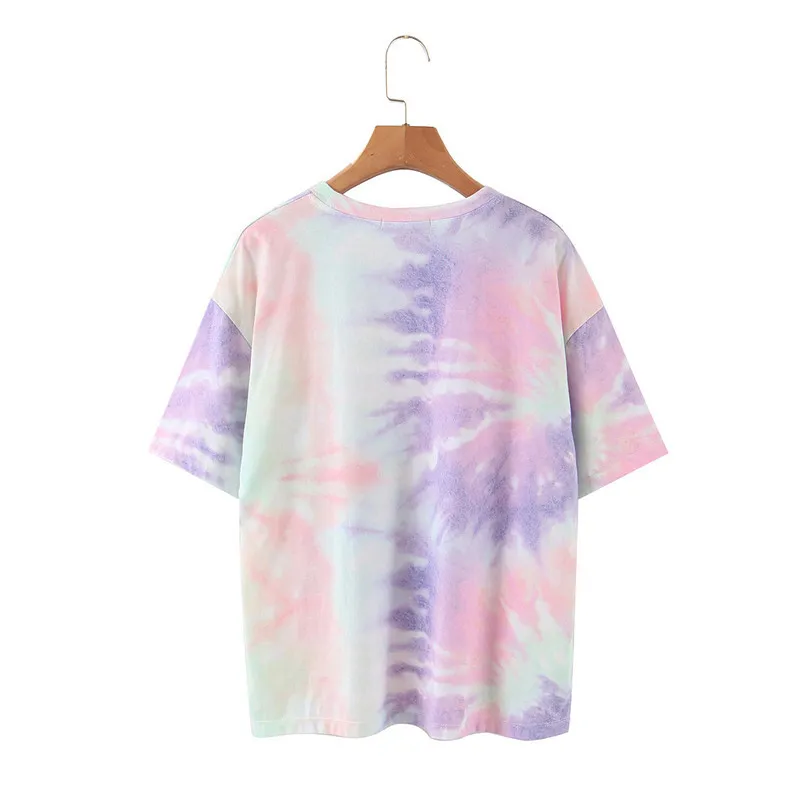 HSA Summer Tie-Dye Imprimer Femmes Manches O-Cou Court Camouflage Tops Femme T-Shirt Mujer Sweetshirts Top 210417