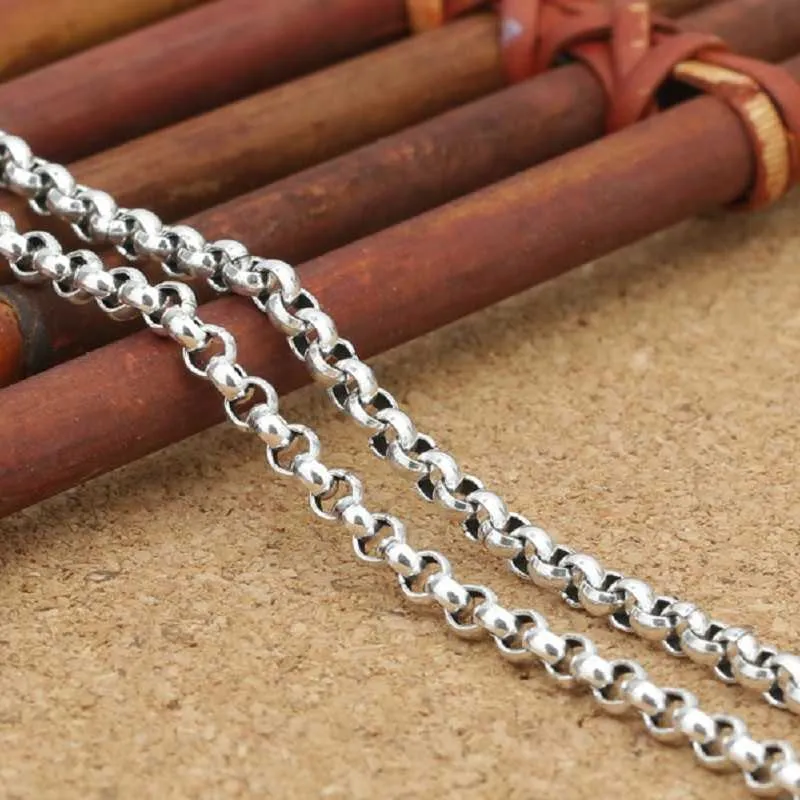 Pure Silver 3mm Thick Cross O Link Chain S925 Halsband tröja kedja Sterling 925 Silver smycken Q06043051