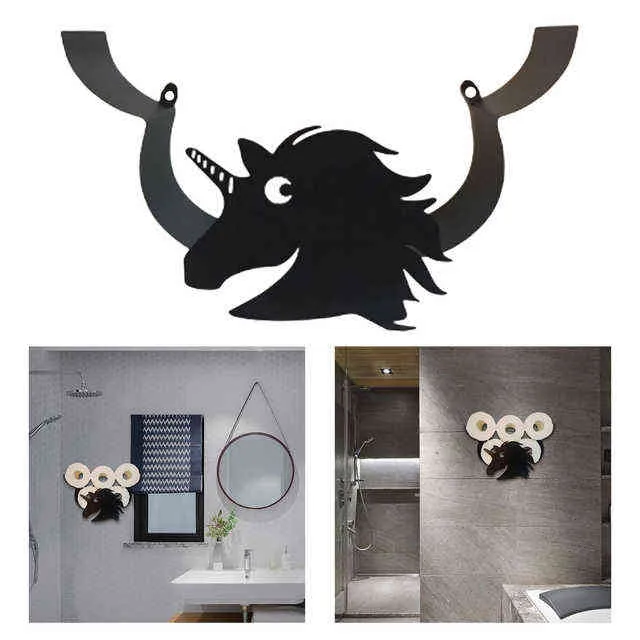 Porte-rouleau de papier porte-mouchoirs salle de bain cuisine toilette métal pour rangement accessoire Animal Style support de montage mural 211102