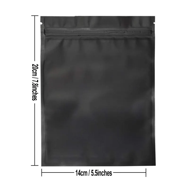 1000 pz/lotto 11 formato nero opaco a prova di odore sacchetti di alluminio richiudibili sacchetti in mylar sacchetto del sacchetto della stagnola borsa a chiusura lampo piatta all'ingrosso