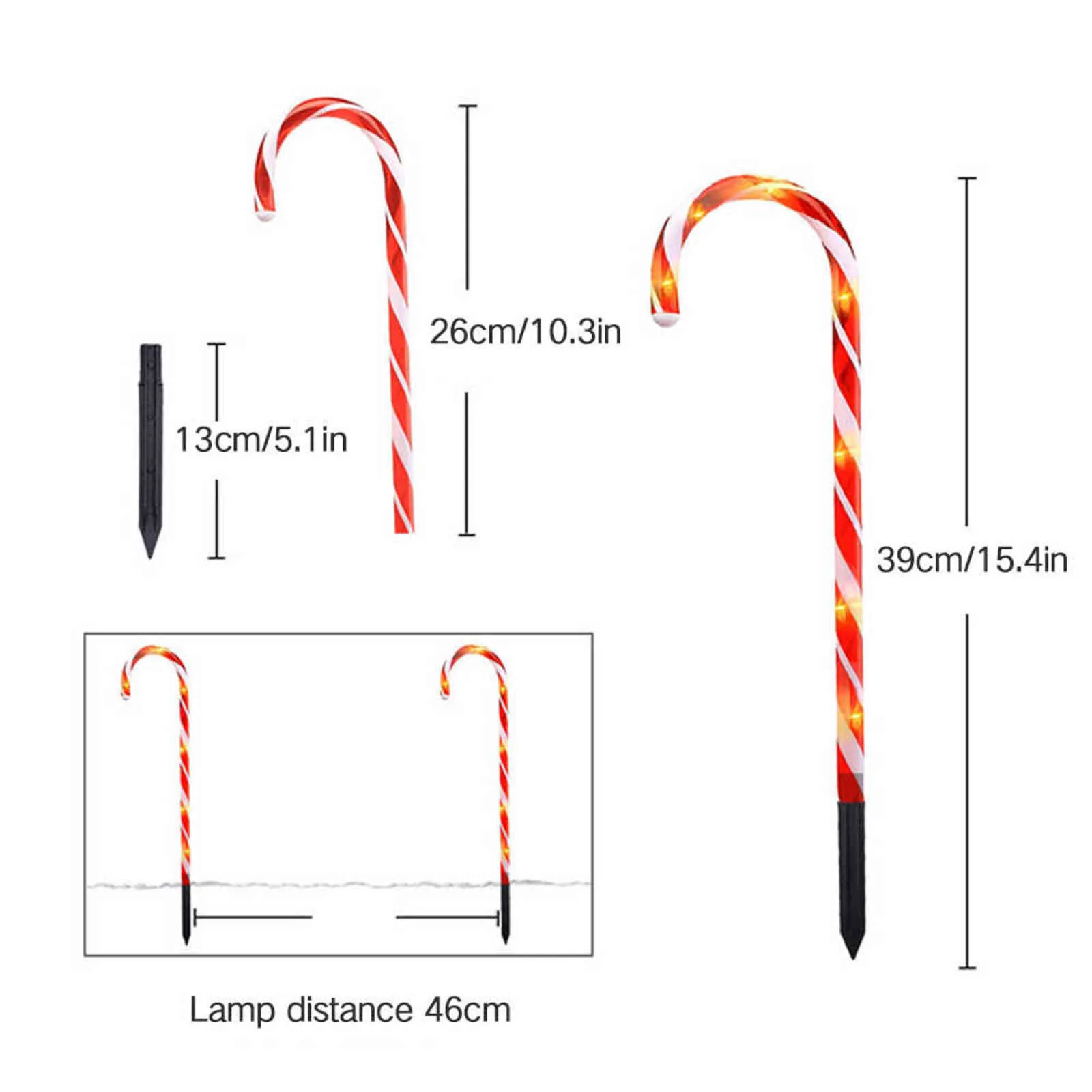 Solar Christmas Light Christmas Candy Cane Światła Świąteczne Dekoracja Świąteczne Dekoracja Dla Home Garden Rok Wakacje Światła 211104