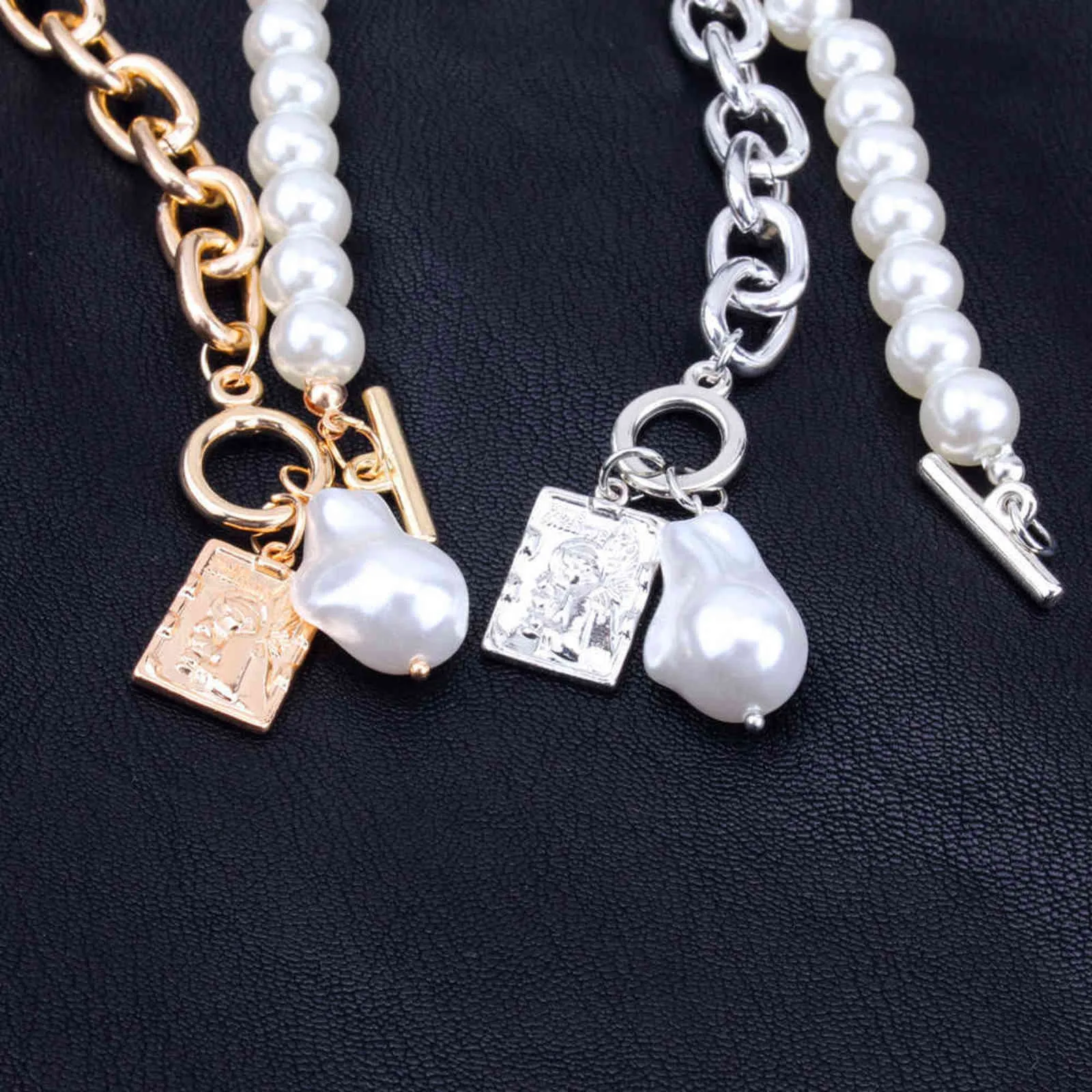 KMVEXO Fashion 2 couches Perles Pendants Géométriques Colliers pour femmes Gold Metal Chain Collier New Design Jewelry Gift2975716