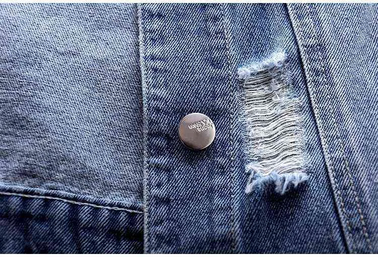 5XL grande taille sans manches femmes gilet été Denim gilet mode décontracté court jean veste perlée trous mince manteau 211120