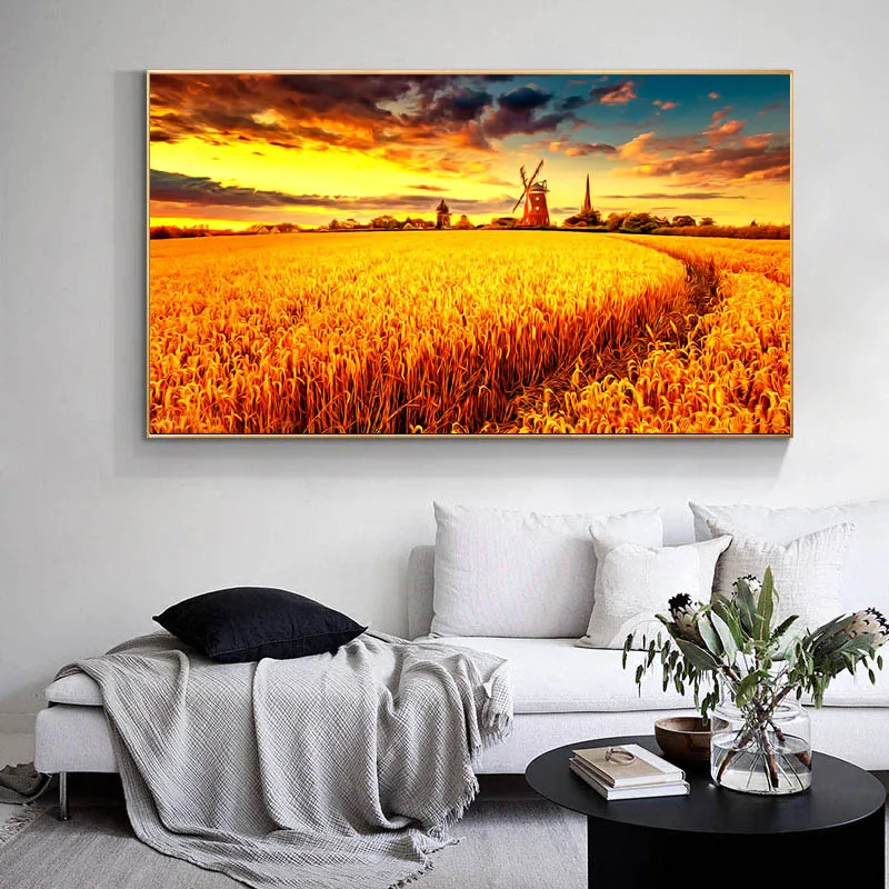 Moderne Ölmalerei Druck Wandkunst abstrakte Landschaft Poster Leinwand Bild für Wohnzimmer Wohnkultur kein Rahmen