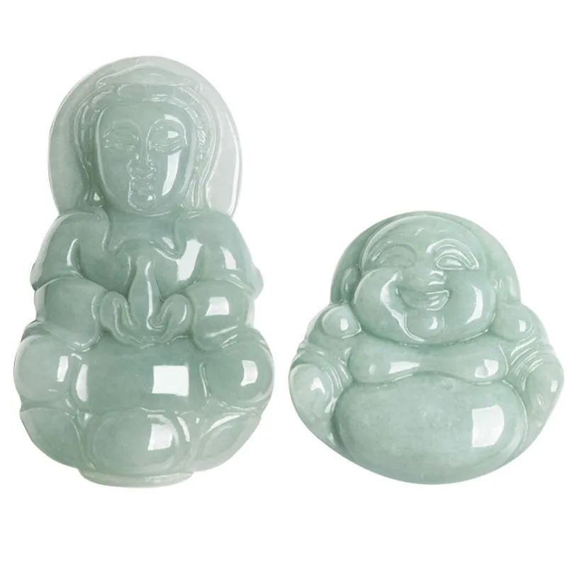 Joyería de Jade Natural de Myanmar, un producto, Guanyin, Buda de Jade masculino, colgante de semilla de hielo mediana para mujer 298f