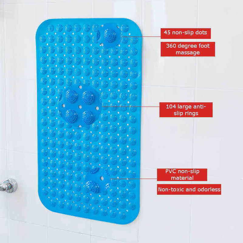 Bath Mat 36x71cm Suction Cup Safety Shower Bathtub Mats Non Slip Bathroom Floor Mat PVC Waterproof Massage Foot Pad 211109
