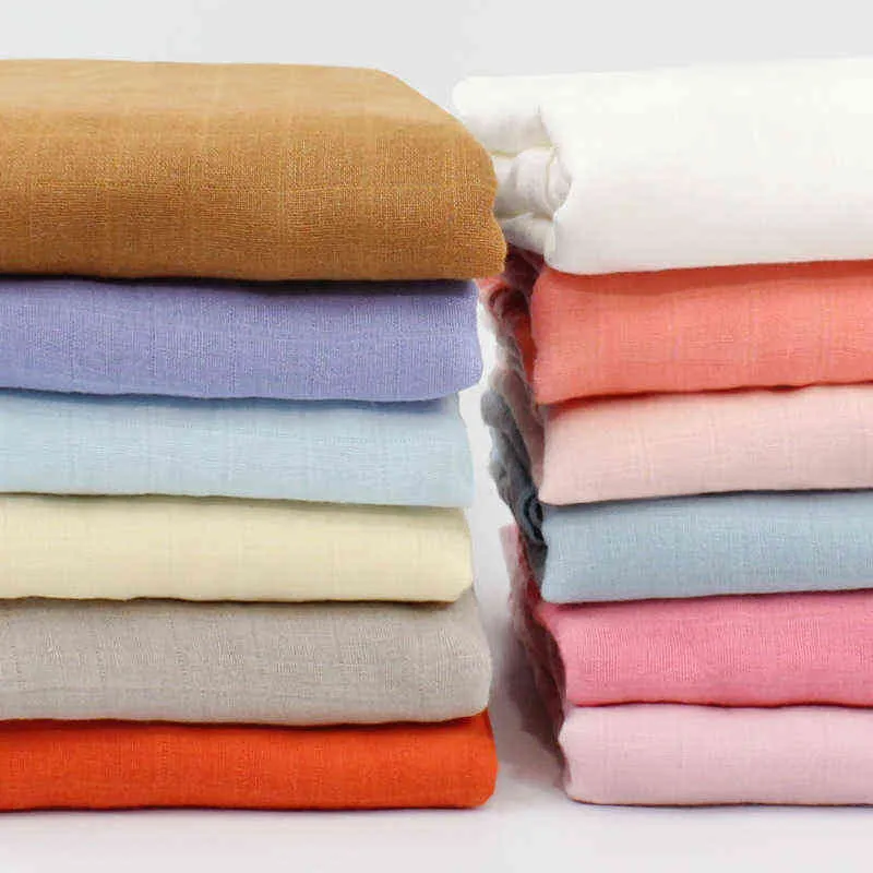 70% Bamboo + 30% Cotton Blanket Muslin Swaddle Baby Swaddles 120x120cm 211105