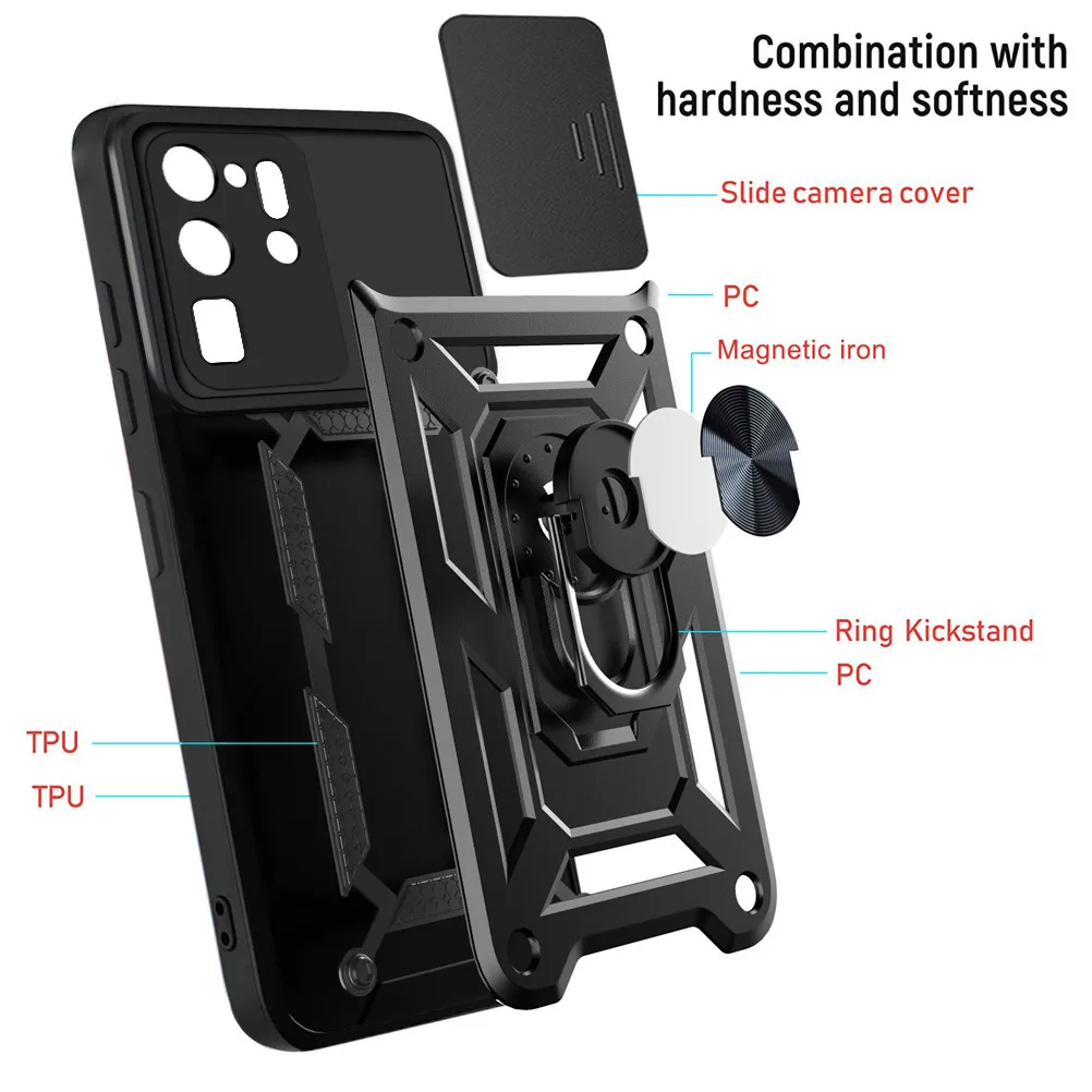 Fodral för Samsung Galaxy S21 Plus S20 Fe 5g Not 20 Ultra Case Camera Camer Lens Protective Ring Holder Armor Shocksäker TPU Bumper Cover