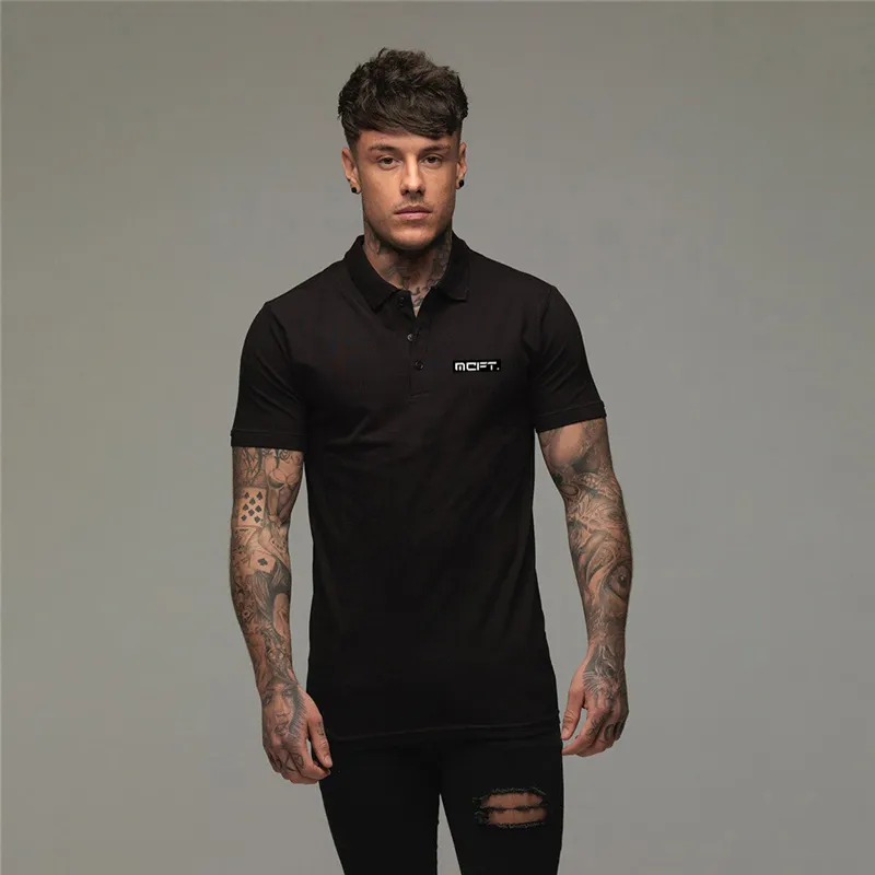 Polo Shirts Mannen Slim Fit Korte Mouw Polos Mens Katoen Mode Merk Fitness Kleding Zomer Ademend Gym Sports Polo Shirt 210421