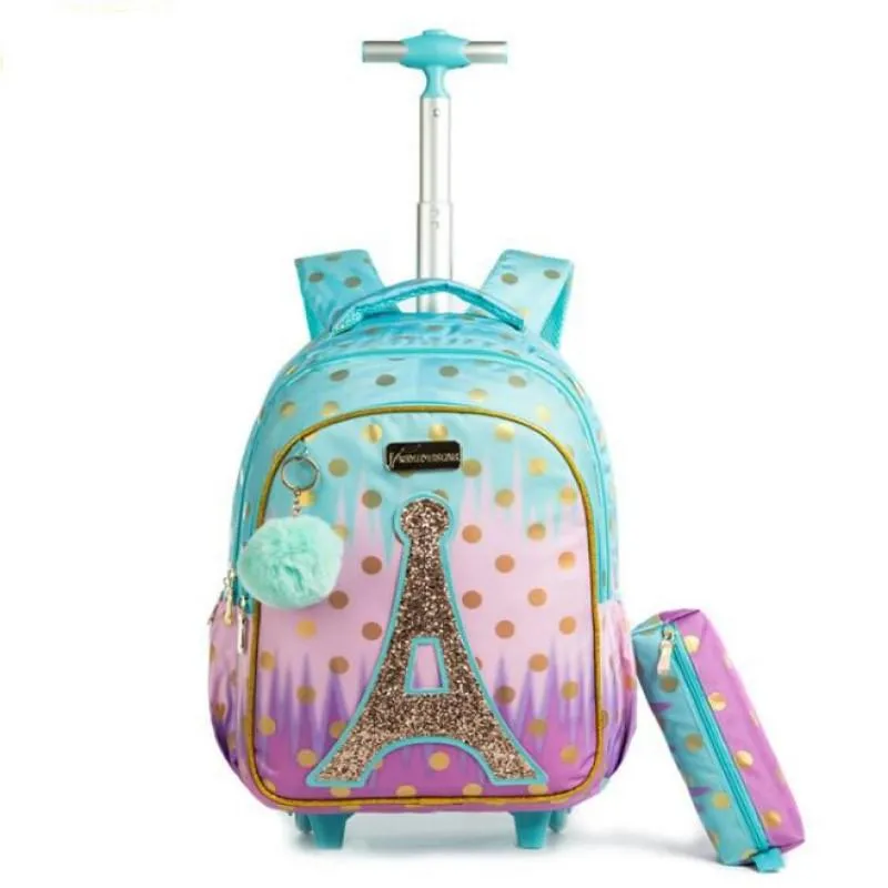 Sacs d'école enfants sac à dos roulant sac à roulettes pour filles SchooTrolley roues enfants voyage bagages Trolley270r