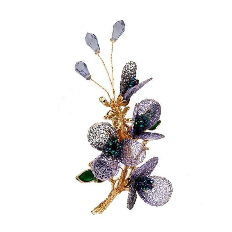 SINZRY, joyería original hecha a mano, broches creativos de cristal de flores de red mental vintage francés para mujer