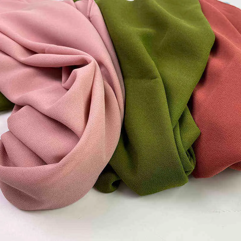 Muslim Chiffon Hijab Scarf Women Solid Color Shawl Head Wrap Islamic Hijabs Headscarf Customize Gift Box Foulard Femme 220106234j