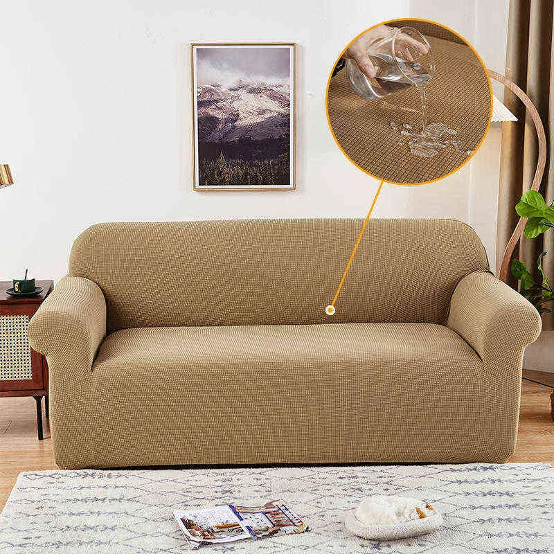 1/2/3/4 Waterdichte Jacquard Sofa Covers Couch Cover Corner Slipcover L Vorm Protector Solid Color Furniture Protector 211116