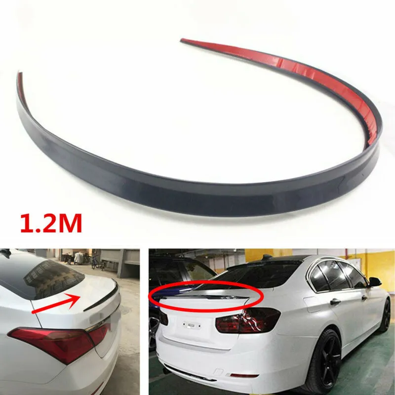 New 1.2M Black Soft Car Rear Roof Trunk Spoiler Rear Wing Lip Trim Sticker Universal Car Spoiler Styling DIY Refit Spoiler