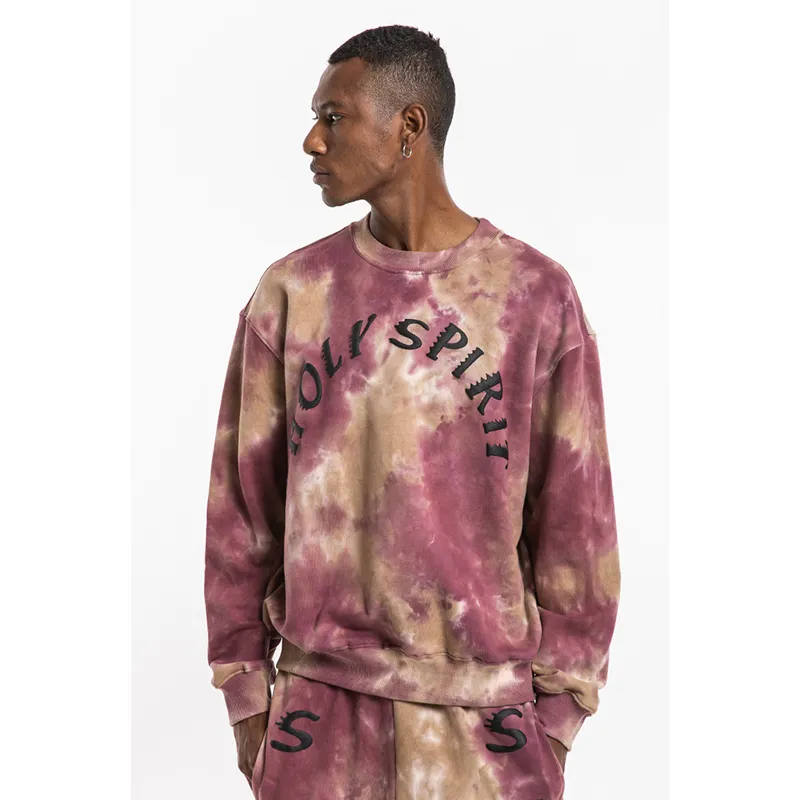 Sweat-shirt Tie Dye pour hommes, col rond, Terry, Hip Hop, sweat à capuche pour hommes et femmes, pull surdimensionné