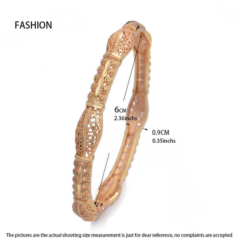 1 stks / partij Can Open Dubai Arabische Koeweit Goud Kleur Armbanden Voor Vrouwen Meisje Arabisch Midden-Oosten Bruid Afrikaanse Bangels Armband Sieraden Q0719