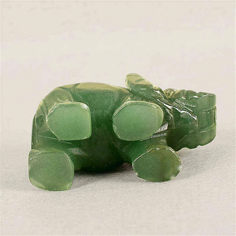 Lucky Elephant Green Aventurine Jade Ston Fortune Feng Shui Statue Figur Ornament Chakra Heilungssteine ​​Craft Decor 2201124157109