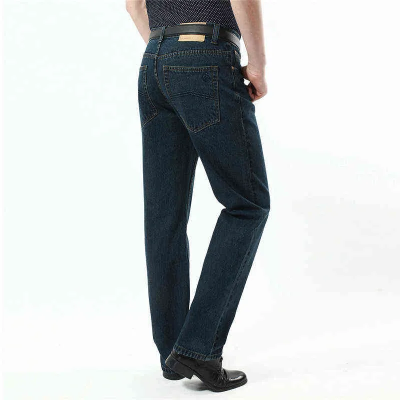 Jeans a vita alta da uomo neri pantaloni di jeans stile classico di grandi dimensioni taglio dritto blu marito pantaloni da cowboy vintage da uomo 211111