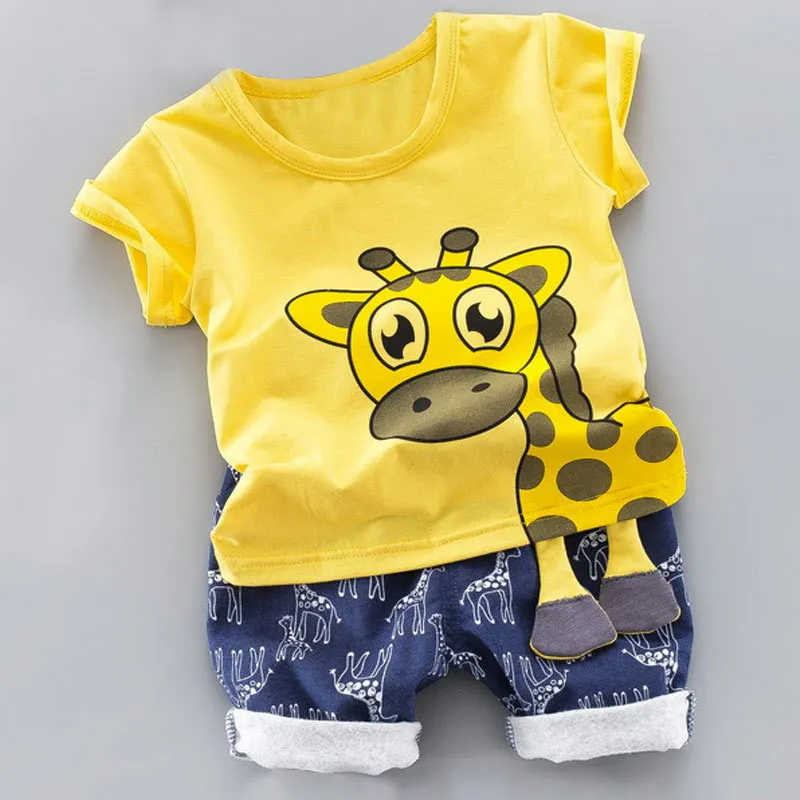 Kid Set Spring Fashion Style Cartoon Baby Sets Long Sleeve Shirt+Jeans Pants 2Ps Boys Clothes Kids 1-4y 210429