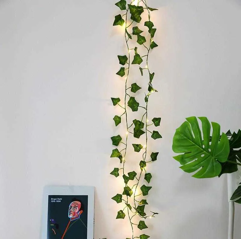 2M/20 LED plantes artificielles chaîne lumière vert feuille lierre vigne fée feuilles d'érable lampe guirlande bricolage suspendu ing Y0720