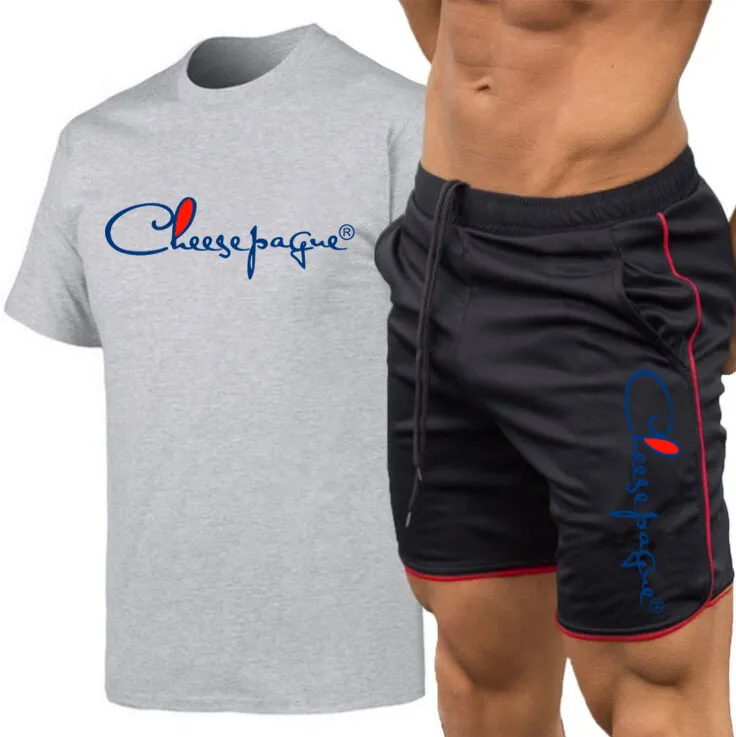 Agasalho masculino roupas de verão conjunto de duas peças t camisa shorts marca roupas de pista masculino moletom ternos esportivos husba248o