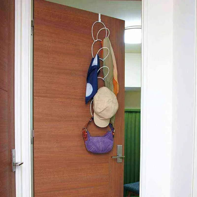 Sala de parede Hanging Hat Tither Crack Rodada Beisebol Cap 5 Armazenador Organizador Porta Armário Cabide Ganchos de Robe Exibição Scarf Toalha Prateleira 211112