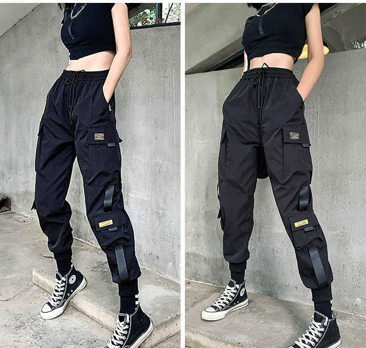 2021 mężczyźni kobiety Cargo spodnie haremki z wieloma kieszeniami męskie Streetwear moda męskie dorywczo spodnie do joggingu nowe spodnie z elastycznym pasem X0723