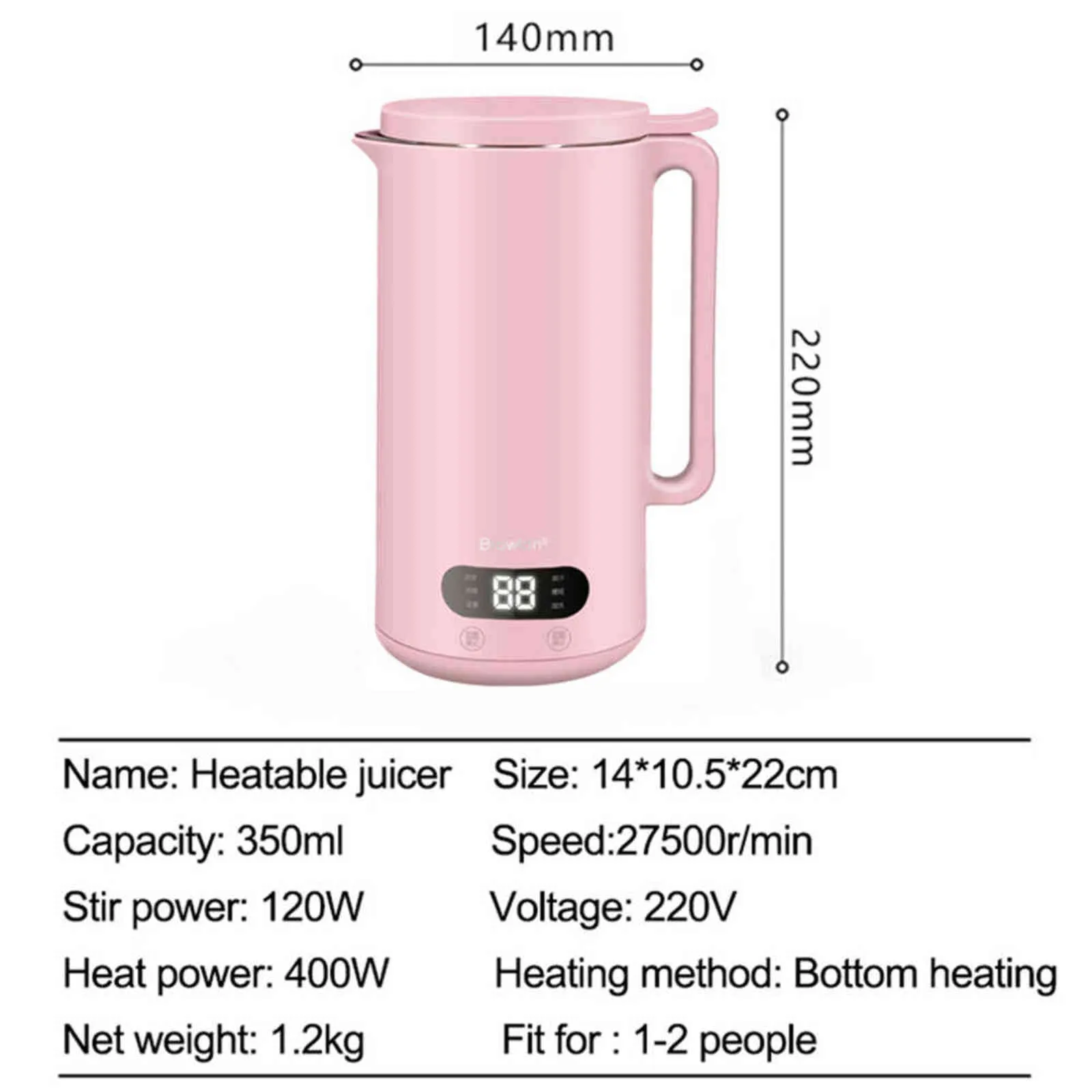 350ML 400W Mini Soja Melk Machine Sojamelk Grinder Sojabonen Melk Maker Rvs Milkshake Juicer babyvoeding Blender H1103