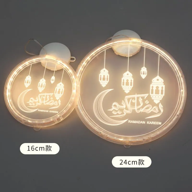 Струны светодиодный ночник Рамадан Подвесной светильник Мусульманский фестиваль Замок Луна 3D Мубарак Внутренний декор Атмосфера 16 см и 24 см 196t