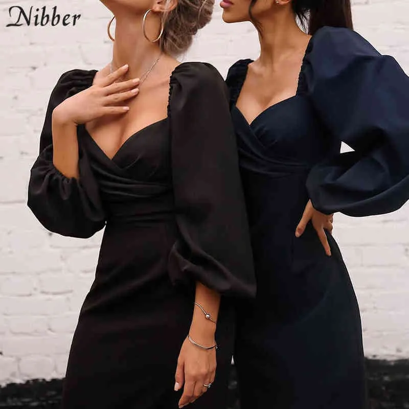 Nibber sexy reines V-Ausschnitt schulterfreies, figurbetontes Kleid für Frauen Clubwear Weihnachtsfeiernacht Grundlegende elegante Midi-Kleider Mujer Y1204