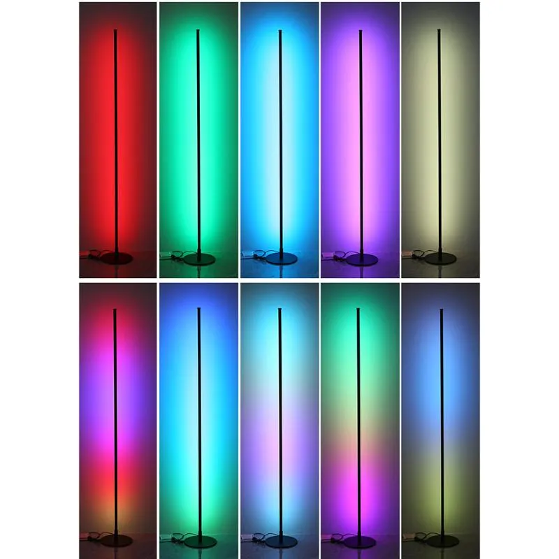 Lâmpadas de chão 80cm Modern LED Canto Lâmpada RGB Luz Colorida Controle Remoto Multi-Modos Bar Sala de estar Fundo de cabeceira Atmospher360P
