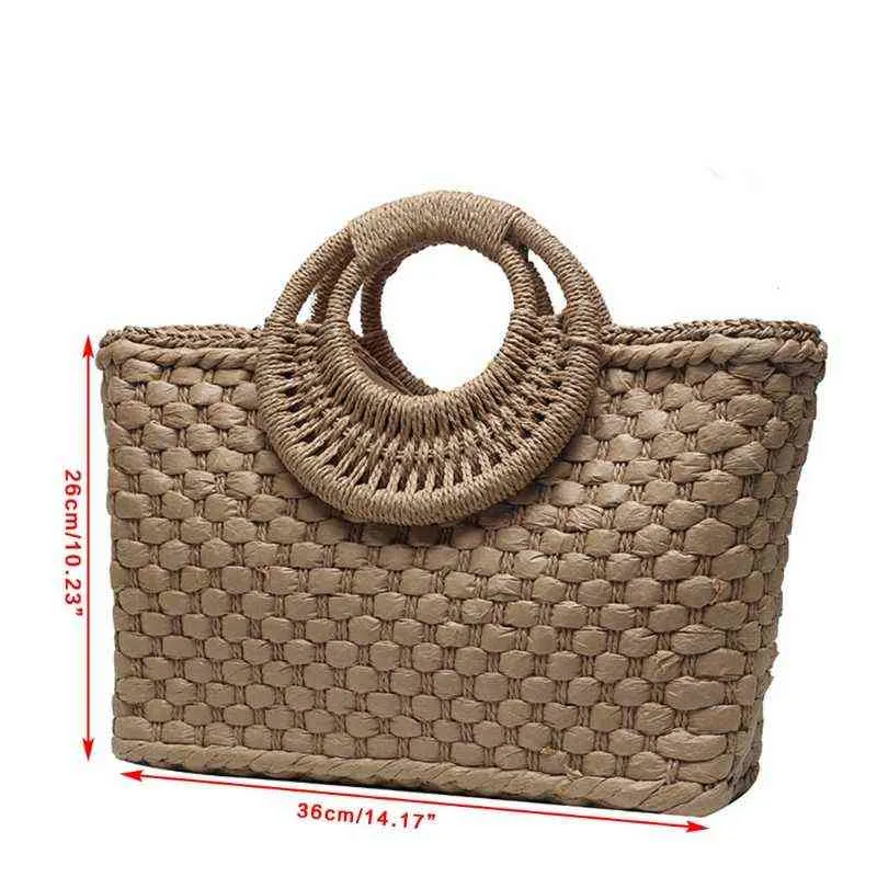 Borse la spesa NXY 066F Boho Borsa da donna in paglia intrecciata da spiaggia estiva con manico superiore Borsa a tracolla con cerniera 220128