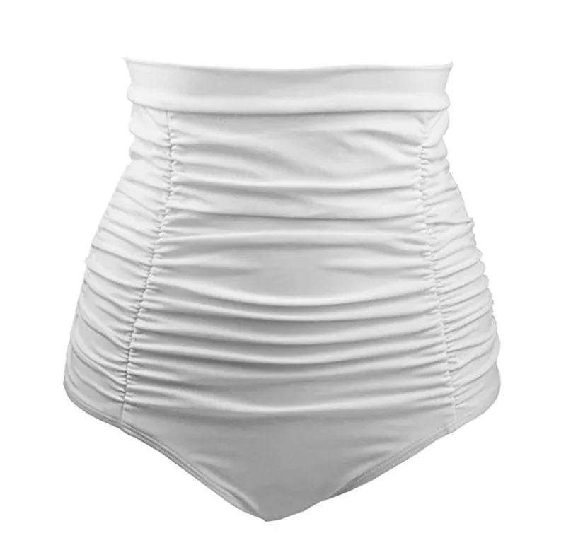 Plus size vrouwen vintage bodem shorts dames push-up hip ruched stretch braziliaanse zwemmen vrouwelijke hoge taille tillen korte 210517