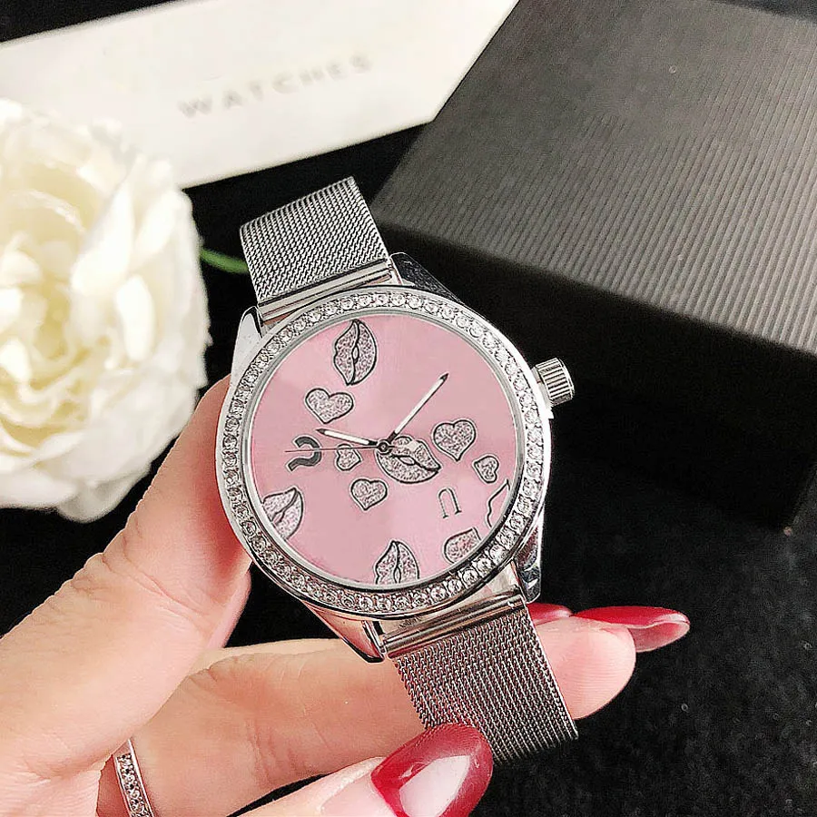 Brand Watches Women Lady Girl Big Letters Crystal Question Mark Style Metal Steel Band Quartz Wrist Watch GS 494854758