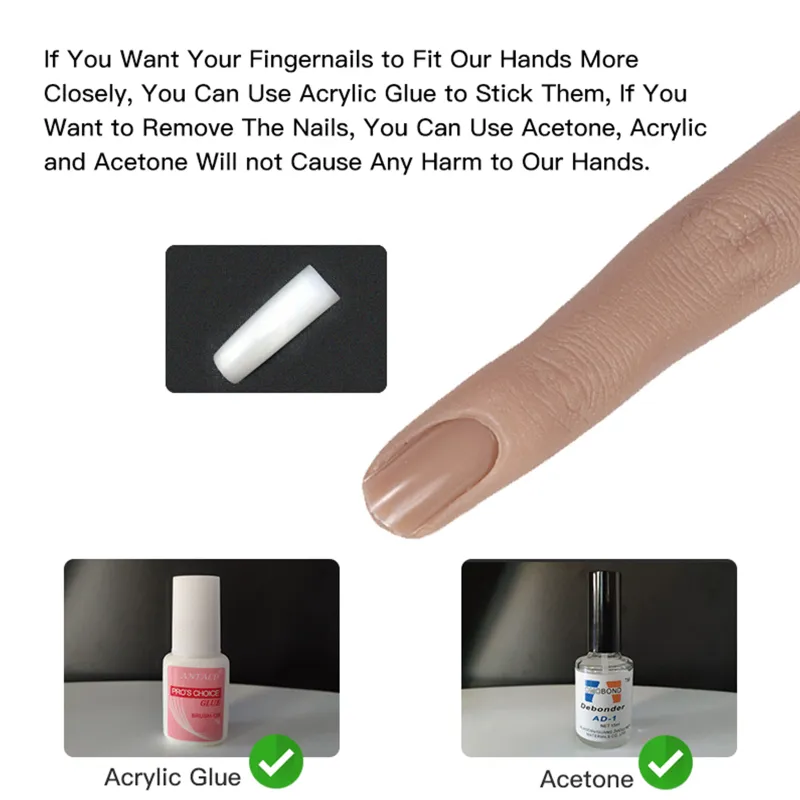 Высокая имитация силиконовой модели руки для практики дизайна ногтей 3D манекен для взрослых с гибким дисплеем для регулировки пальцев с держателем2065881