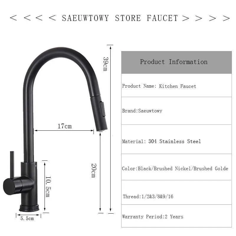 Matte Zwarte Keukenkraan Trekt Keukengootsteen Kraan Enkele Handvat Kraan 360 Graden Roterende Sink Mixer Keuken TAP 210724