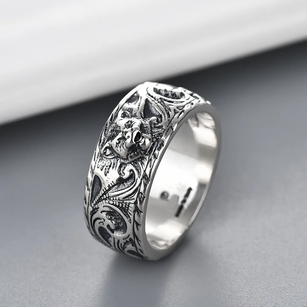 Top luxury designer ring domineering tiger head ring 925 silver plated material rings fashion jewelry275Q