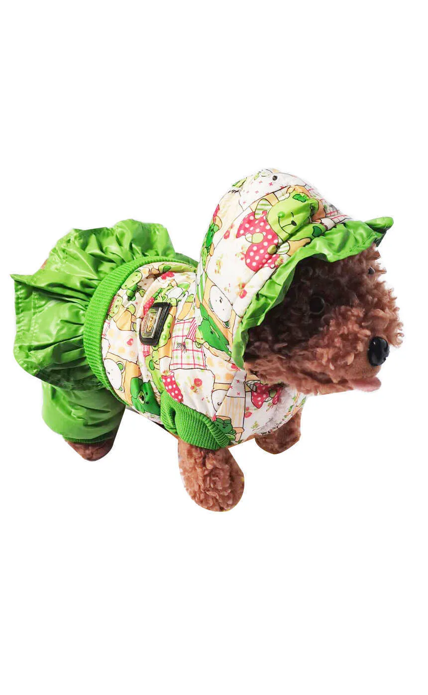 Зеленый медведь узор для собак одежда зима теплая собака пиджак куртка щенка чихуахуа одежда для одежды для маленьких средних собак 211007