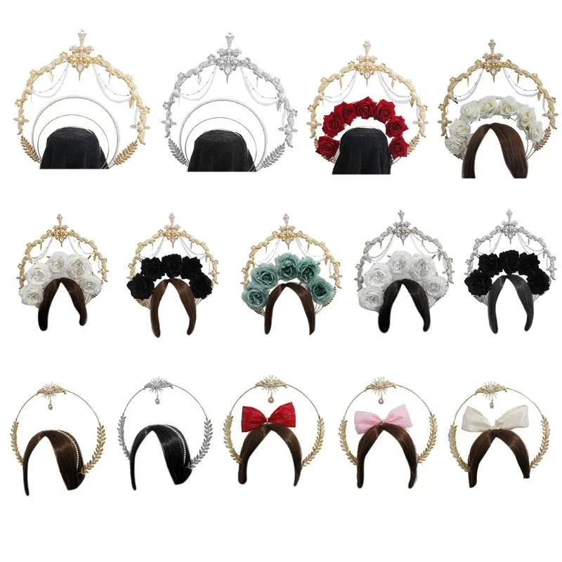 Clip capelli Barrettes Vintage Head Accessori di gioielli Lolita Accessori fiori cavi Materiali fai -da -te Materiali Halloween Costume PO PROPS203F