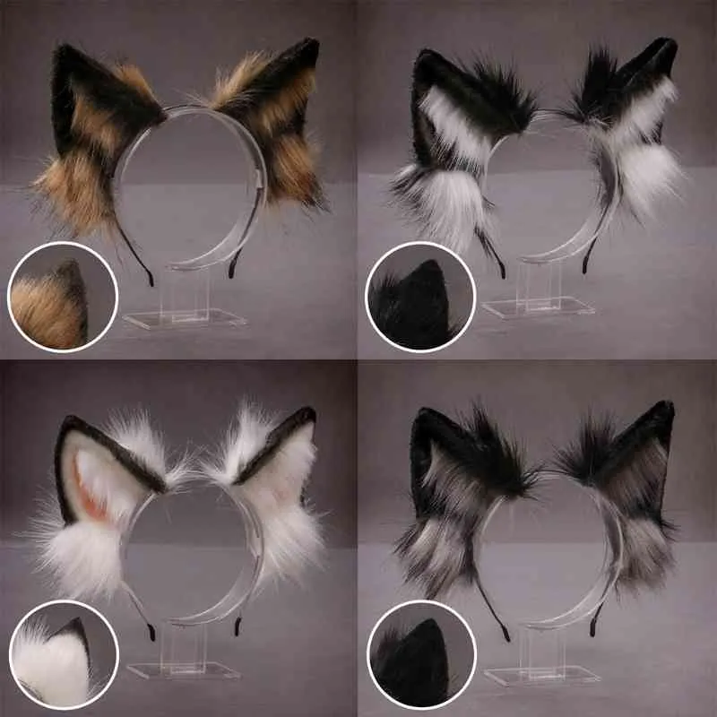 Adorabile Animal Fux Furx Wolf Orecchie della testa Furca realistica Y Hair Hoop Lolita Anime Masquerade Cosplay Costume9639744