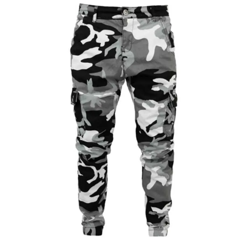 Mens högkvalitativa penna jeans män kamouflage militärbyxor mager bekväma lastbyxor camo jeans casual joggers x0621