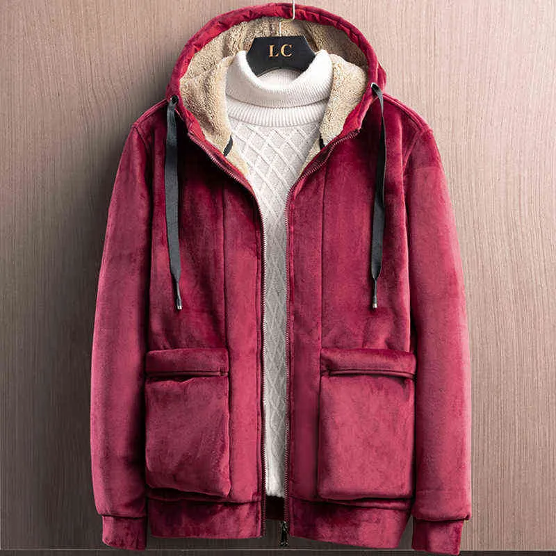 Chaqueta de lana gruesa y cálida de invierno de marca para hombre, trajes cortavientos con capucha, abrigos térmicos de terciopelo suave, talla grande 6XL 7XL 8XL 211214